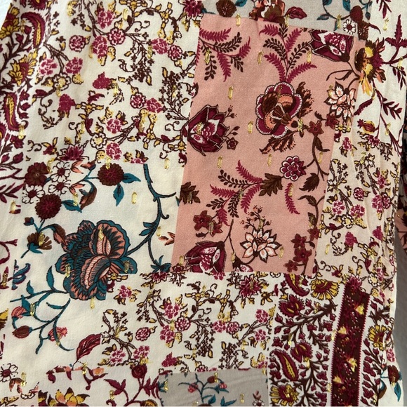 Drew Anthropologie Festival Pants Patchwork Metallic Wide Leg Women's Size Small - Picture 8 of 14